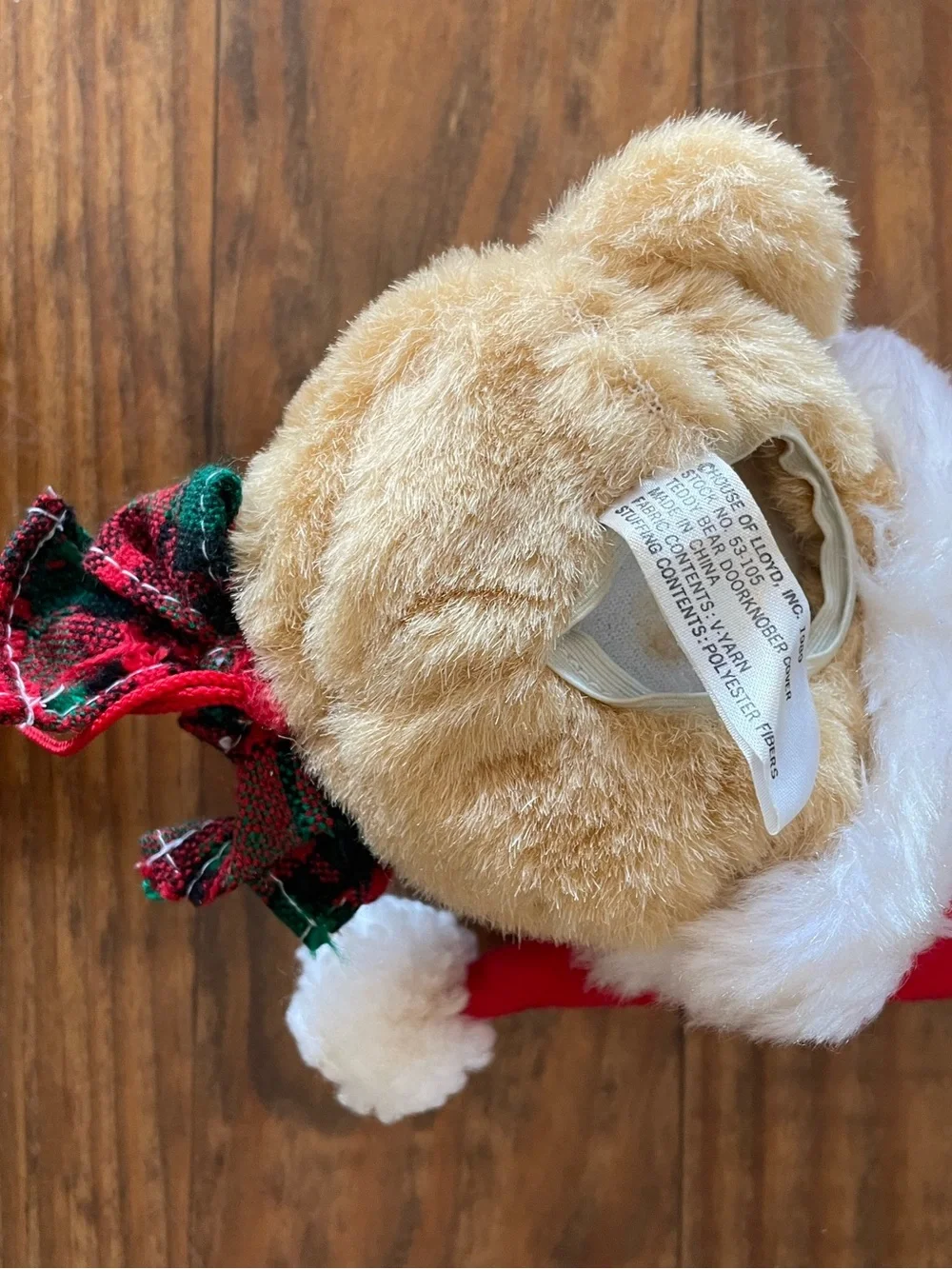 Vintage 80s Christmas Teddy Bear DoorKnober Cover Classic Home Decor Holiday